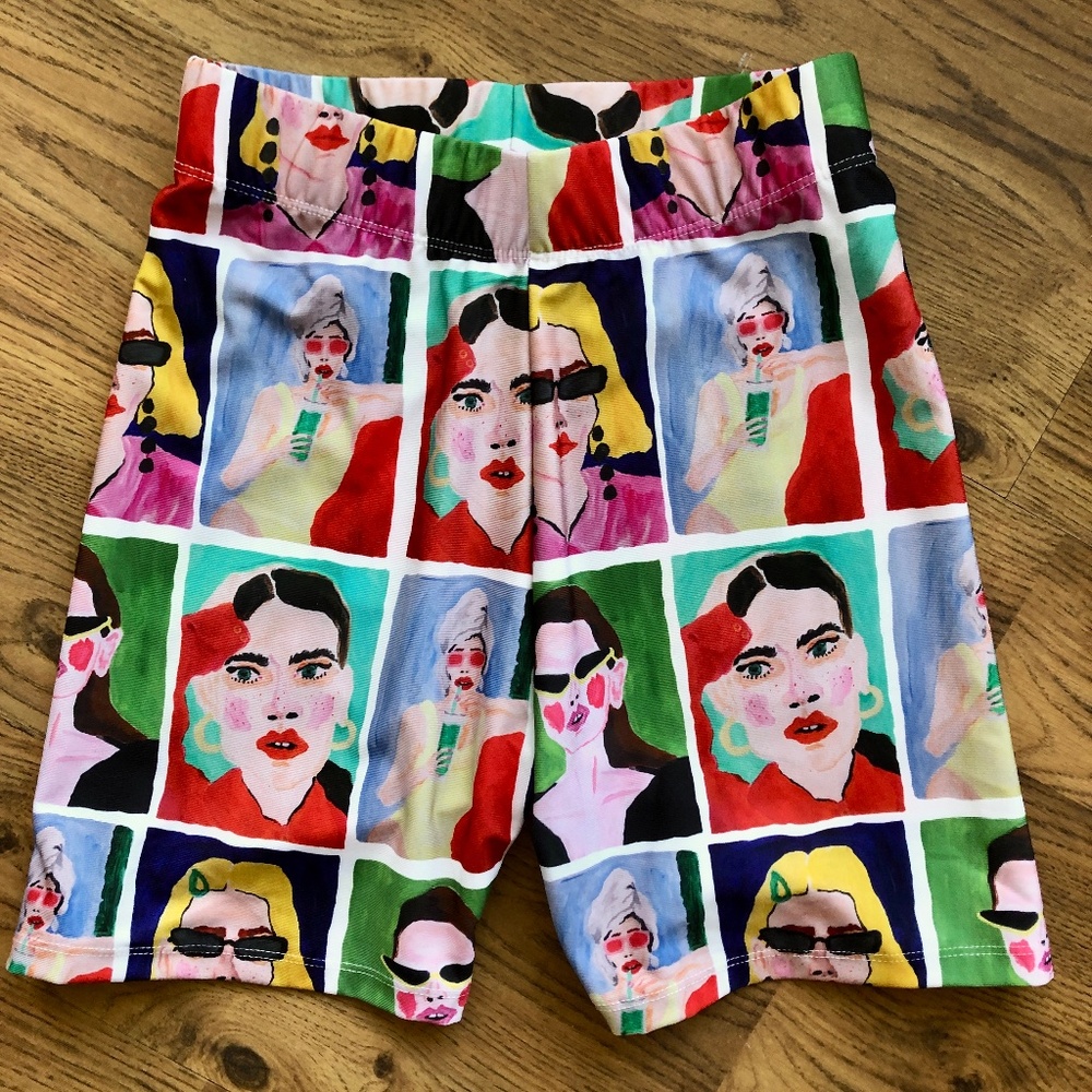 zara natacha pascal bike shorts size small NWT multicolor artist